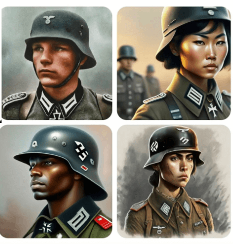 Google Gemini distorted output showing multi-racial Nazis