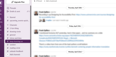 slack chat showing blurry screen