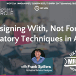 sticky notes on glass, with team and users working in background- masterclass on participatory design methods with frank spillers